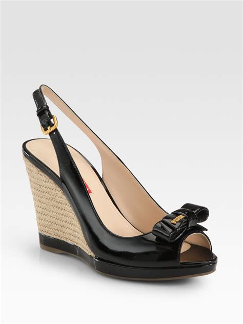 prada espadrilles on sale|Prada leather espadrille wedge sandals.